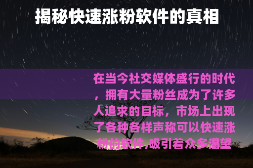 揭秘快速涨粉软件的真相