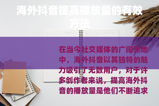 海外抖音提高播放量的有效方法