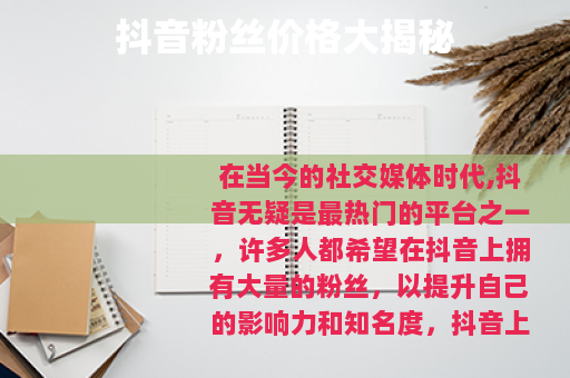 抖音粉丝价格大揭秘