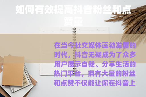 如何有效提高抖音粉丝和点赞量