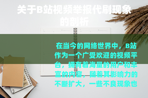 关于B站视频举报代刷现象的剖析