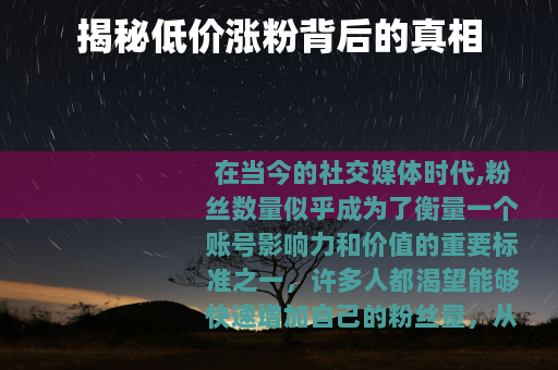 揭秘低价涨粉背后的真相