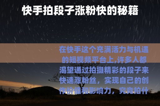 快手拍段子涨粉快的秘籍