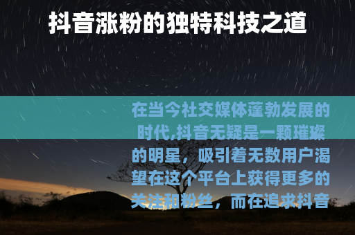 抖音涨粉的独特科技之道