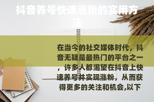 抖音养号快速涨粉的实用方法