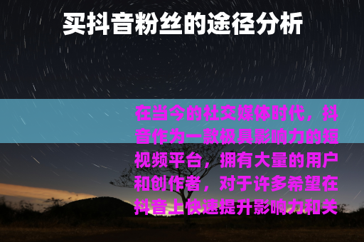 买抖音粉丝的途径分析