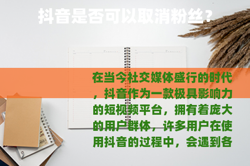 抖音是否可以取消粉丝？