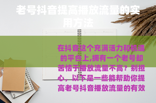 老号抖音提高播放流量的实用方法