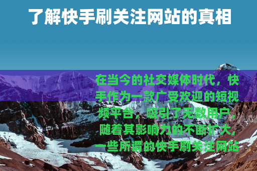 了解快手刷关注网站的真相