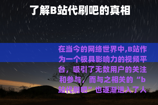 了解B站代刷吧的真相