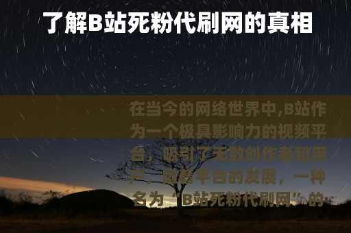 了解B站死粉代刷网的真相