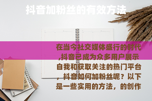 抖音加粉丝的有效方法