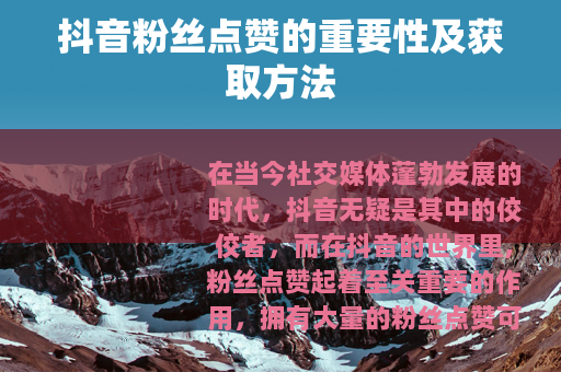 抖音粉丝点赞的重要性及获取方法