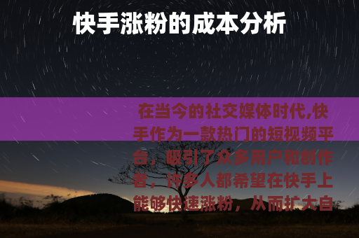 快手涨粉的成本分析