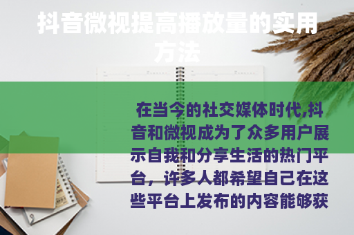 抖音微视提高播放量的实用方法