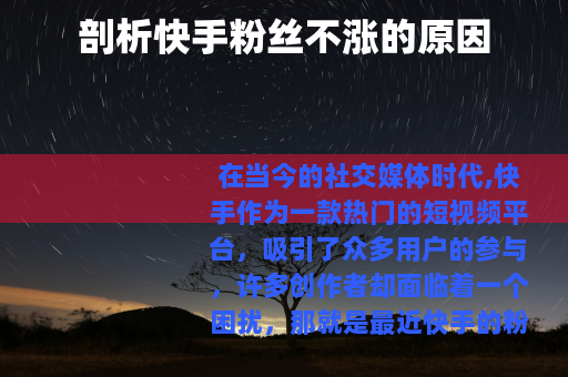 剖析快手粉丝不涨的原因