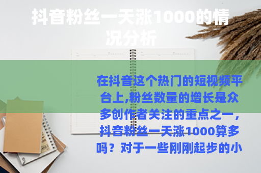 抖音粉丝一天涨1000的情况分析