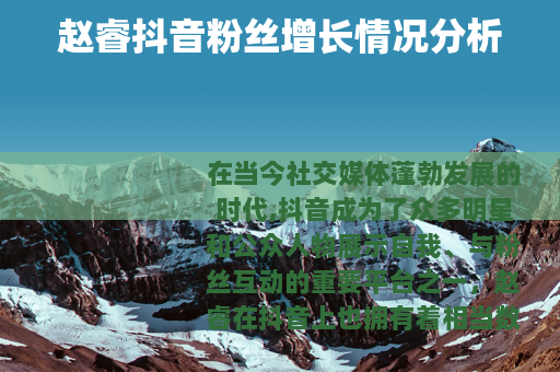 赵睿抖音粉丝增长情况分析