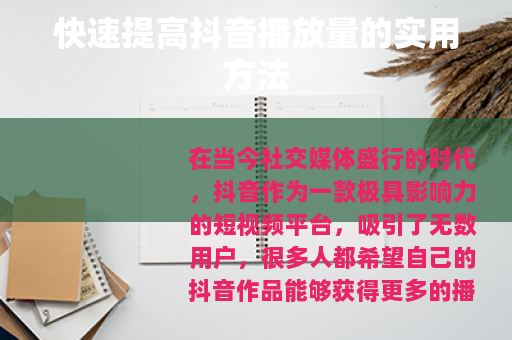 快速提高抖音播放量的实用方法