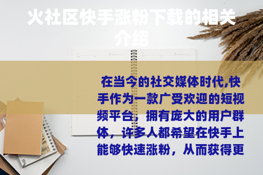 火社区快手涨粉下载的相关介绍