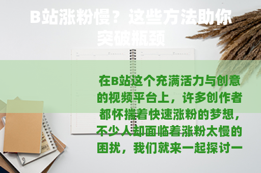 B站涨粉慢？这些方法助你突破瓶颈