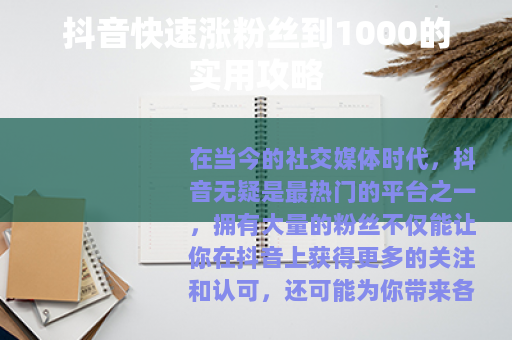 抖音快速涨粉丝到1000的实用攻略