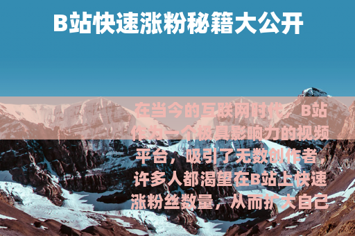 B站快速涨粉秘籍大公开