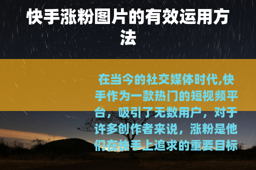 快手涨粉图片的有效运用方法