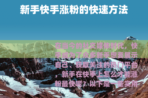 新手快手涨粉的快速方法