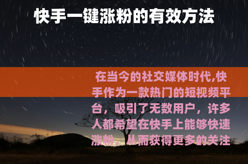 快手一键涨粉的有效方法