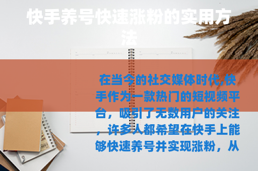 快手养号快速涨粉的实用方法