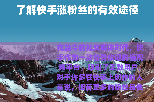 了解快手涨粉丝的有效途径