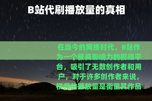 B站代刷播放量的真相