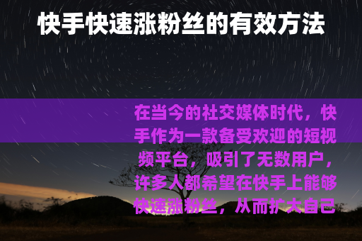 快手快速涨粉丝的有效方法