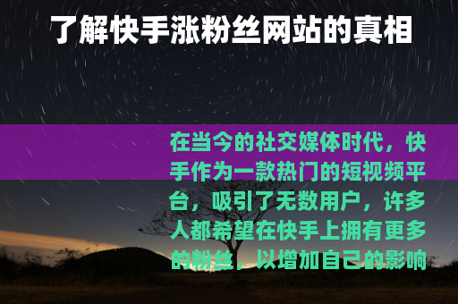 了解快手涨粉丝网站的真相