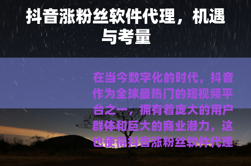抖音涨粉丝软件代理，机遇与考量
