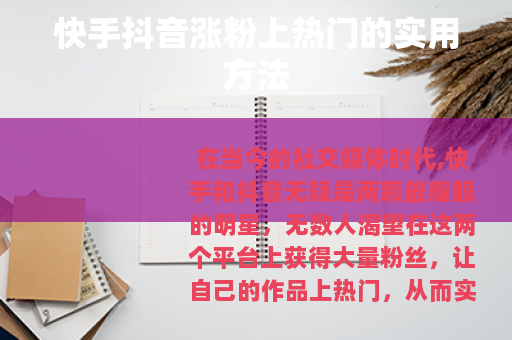 快手抖音涨粉上热门的实用方法