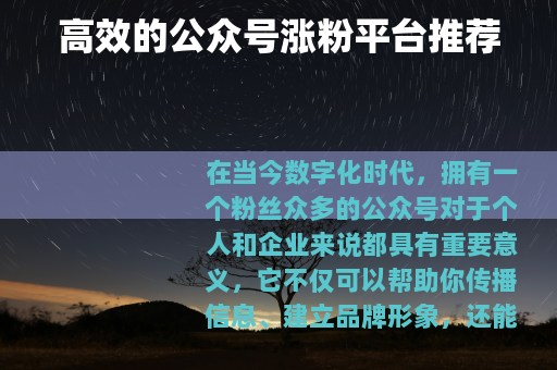 高效的公众号涨粉平台推荐