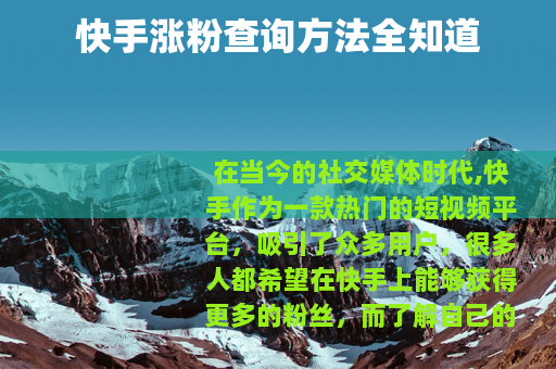 快手涨粉查询方法全知道