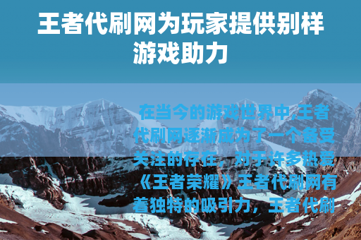 王者代刷网为玩家提供别样游戏助力