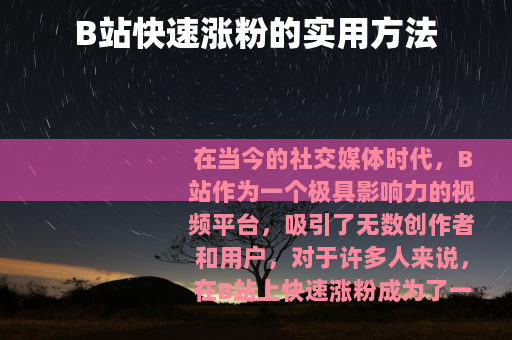 B站快速涨粉的实用方法