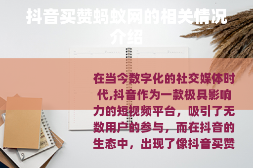 抖音买赞蚂蚁网的相关情况介绍