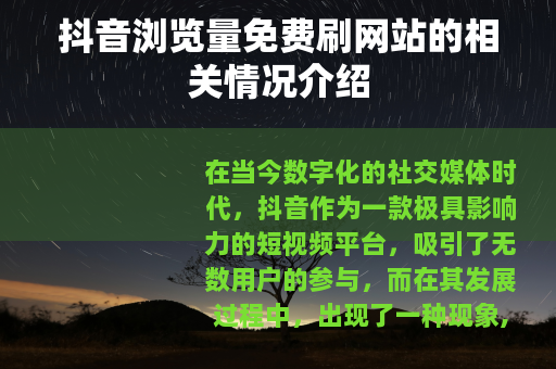 抖音浏览量免费刷网站的相关情况介绍
