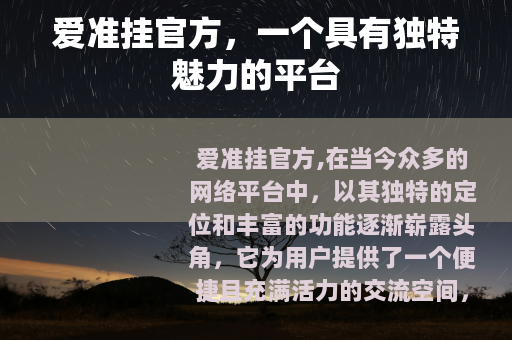 爱准挂官方，一个具有独特魅力的平台