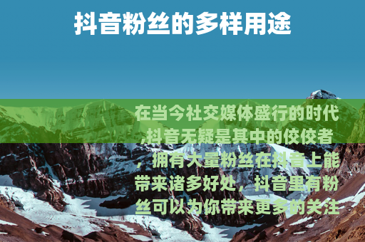 抖音粉丝的多样用途