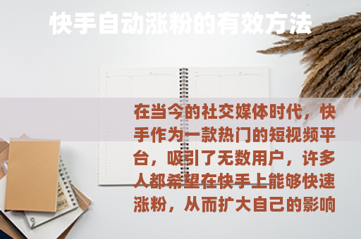 快手自动涨粉的有效方法