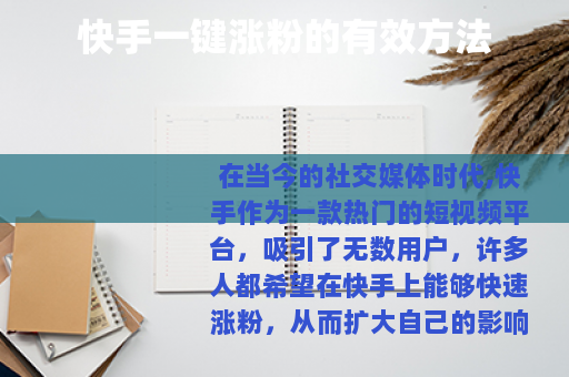 快手一键涨粉的有效方法