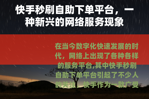 快手秒刷自助下单平台，一种新兴的网络服务现象