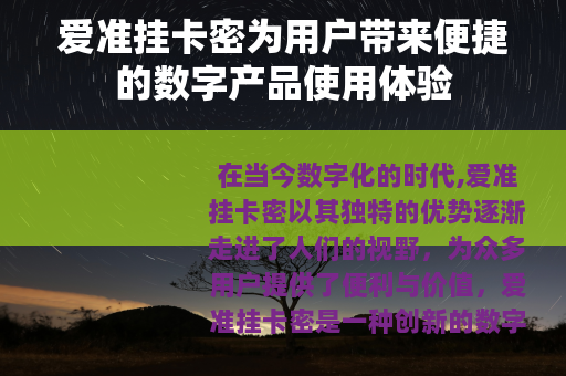 爱准挂卡密为用户带来便捷的数字产品使用体验