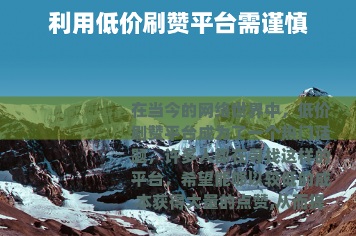 利用低价刷赞平台需谨慎